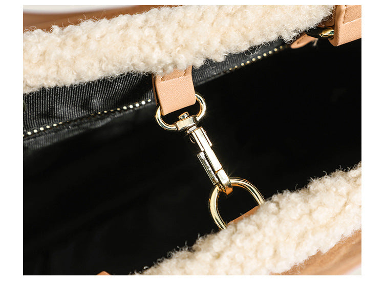 Large Capacity totes bag high-grade lamb furry women's bag big size: 35*28*14cm